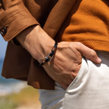 Screw Shackle Braided Leather Bracelet