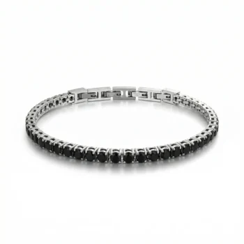 Men's Tennis Bracelet with Zircons — Black & Silver