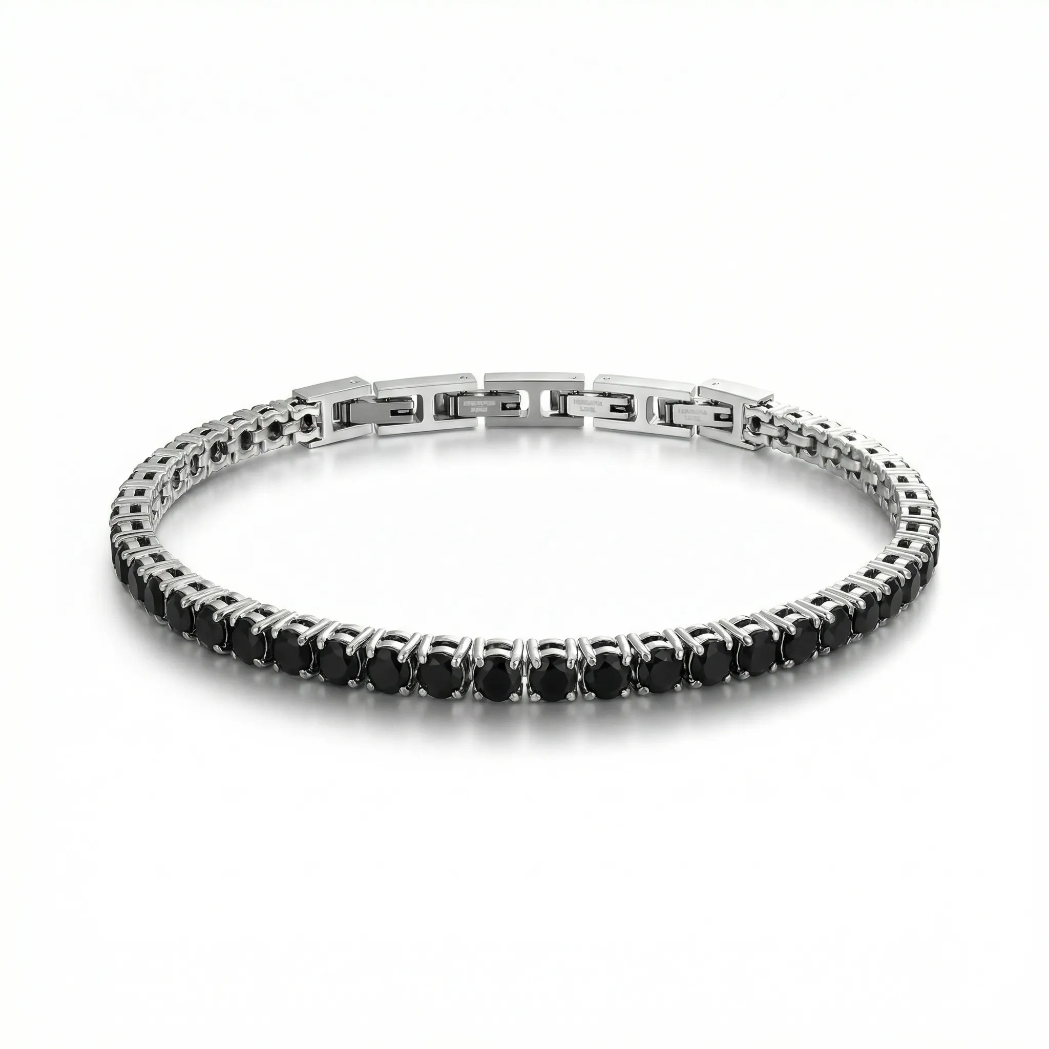Men's Tennis Bracelet with Zircons — Black & Silver - Image 2