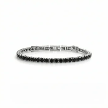 Men's Tennis Bracelet with Zircons — Black & Silver