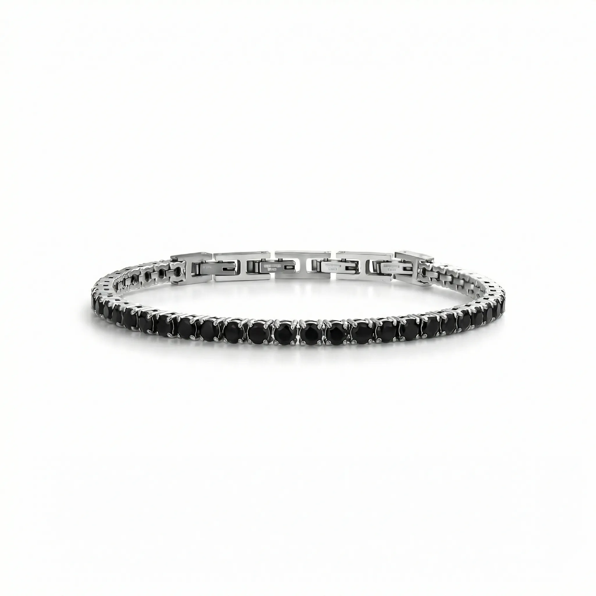 Men's Tennis Bracelet with Zircons — Black & Silver - Image 4