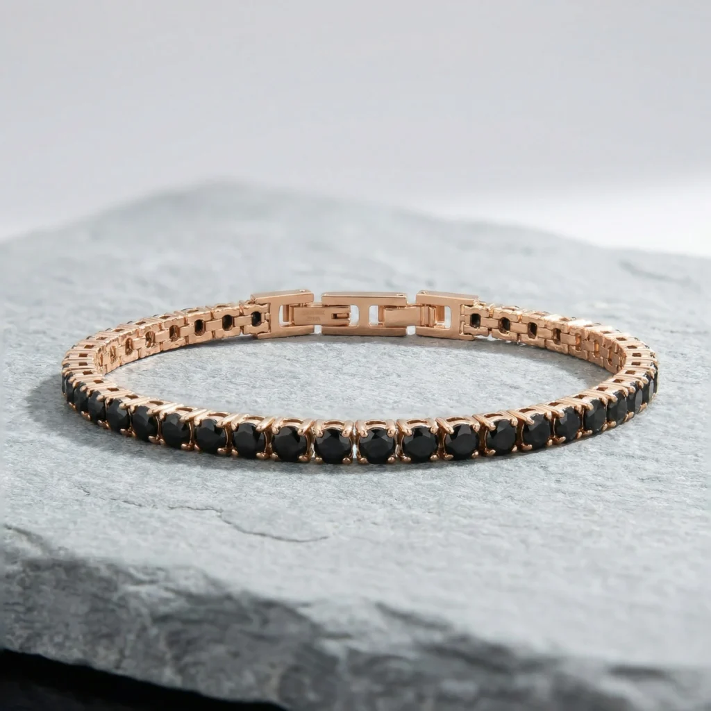 Men's Tennis Bracelet with Zircons — Black & Gold