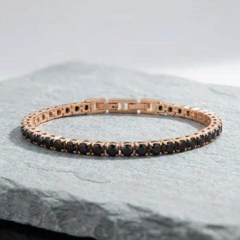Men's Tennis Bracelet with Zircons — Black & Gold