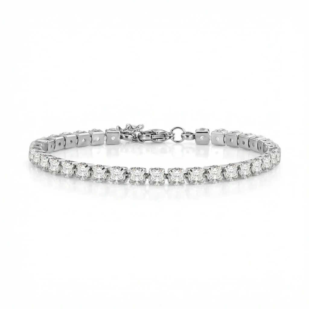 Men's Tennis Bracelet with Zircons — Silver