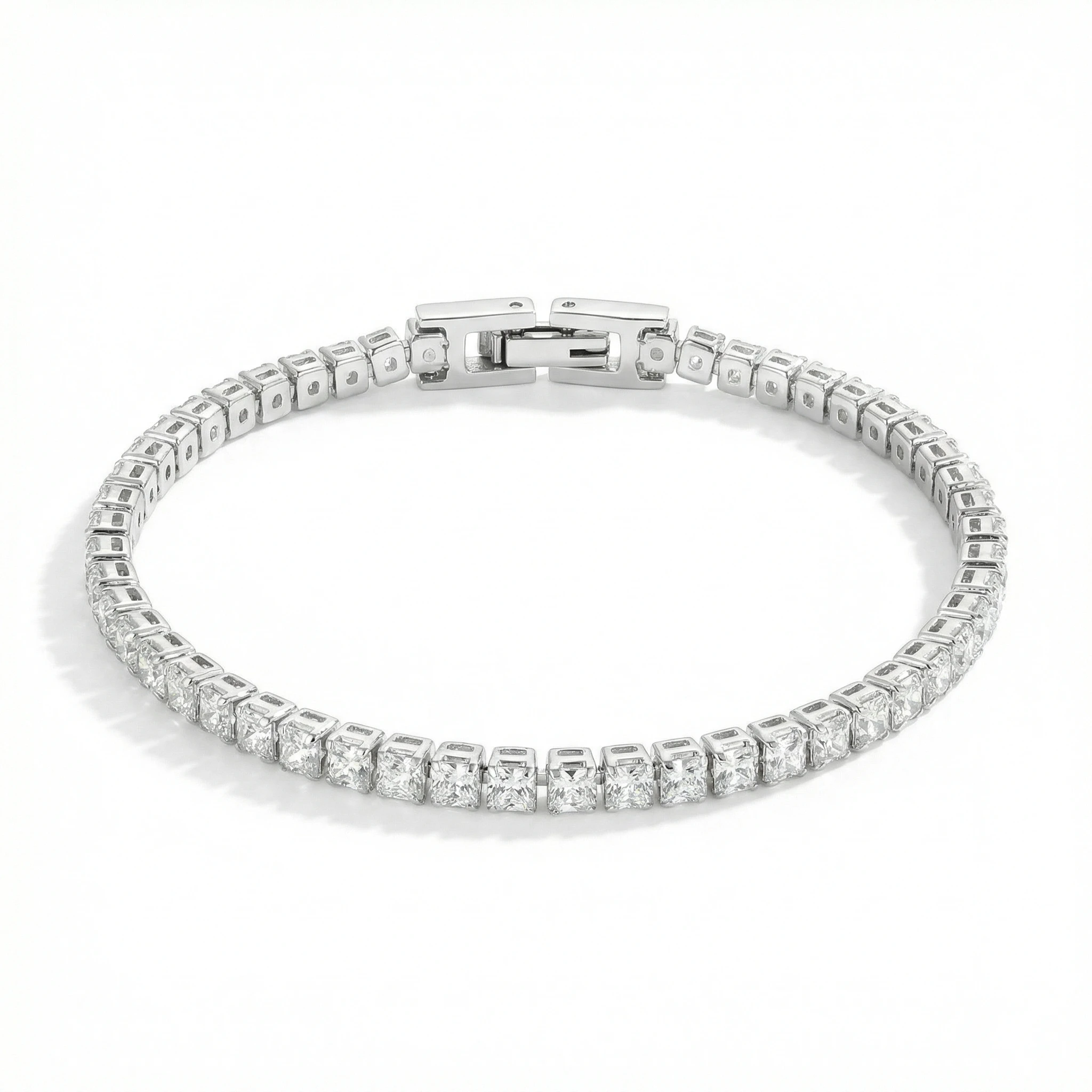 Men's Tennis Bracelet with Zircons — Silver Stainless Steel - immagine 2