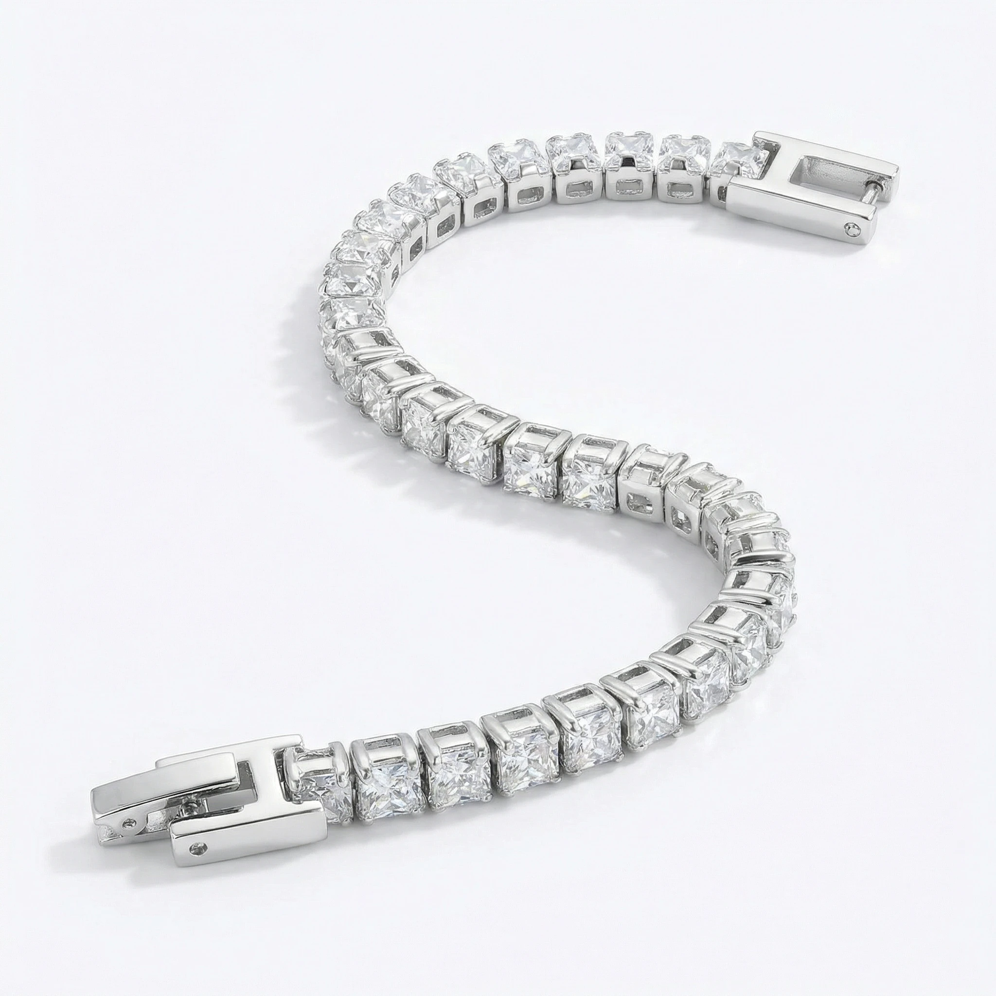 Men's Tennis Bracelet with Zircons — Silver Stainless Steel - immagine 4