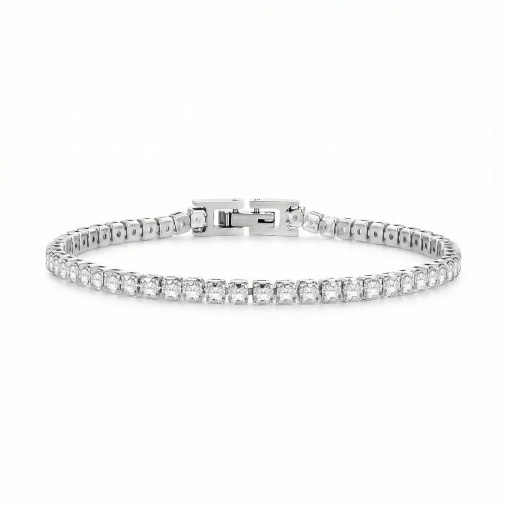 Men's Tennis Bracelet with Zircons — Silver Stainless Steel