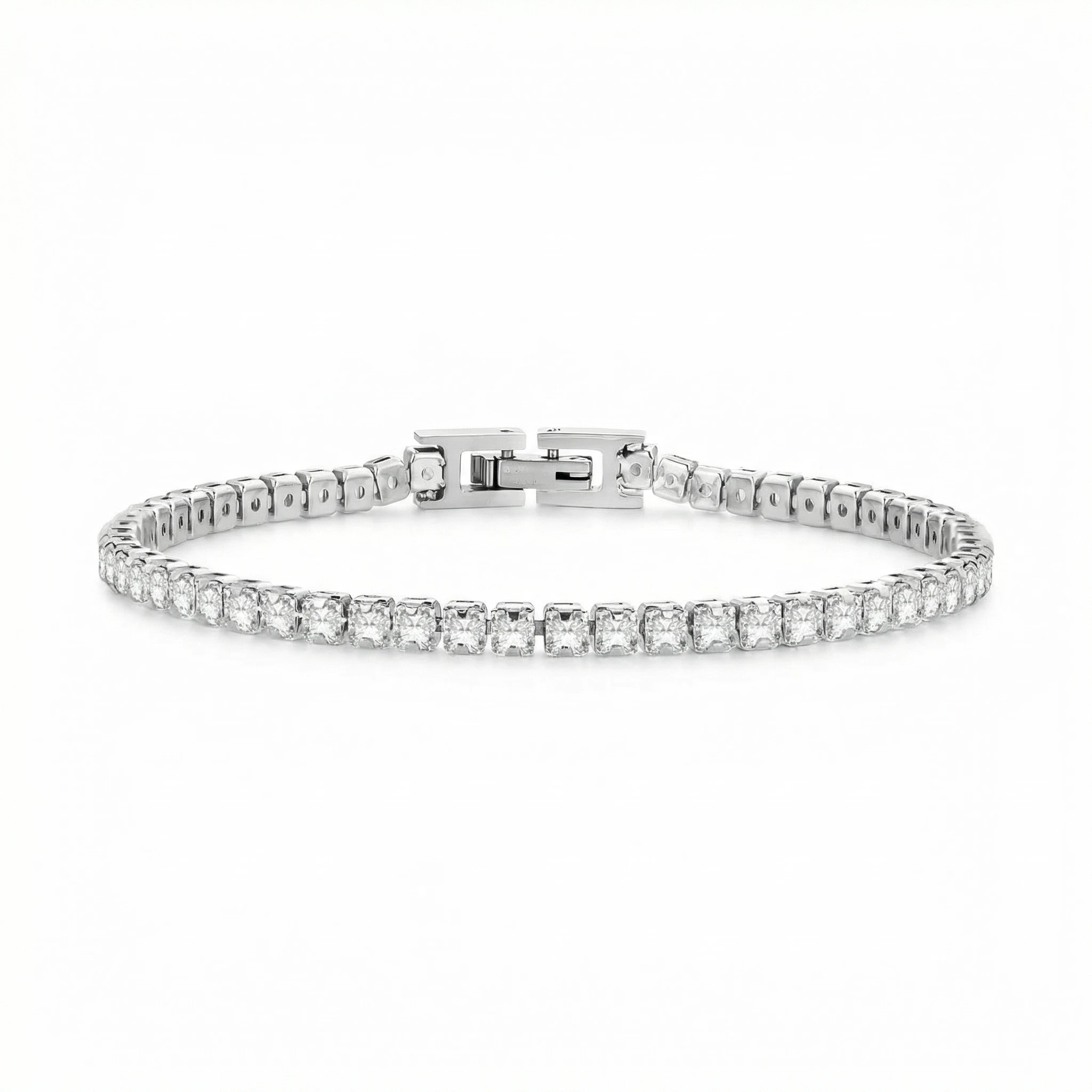 Men's Tennis Bracelet with Zircons — Silver Stainless Steel