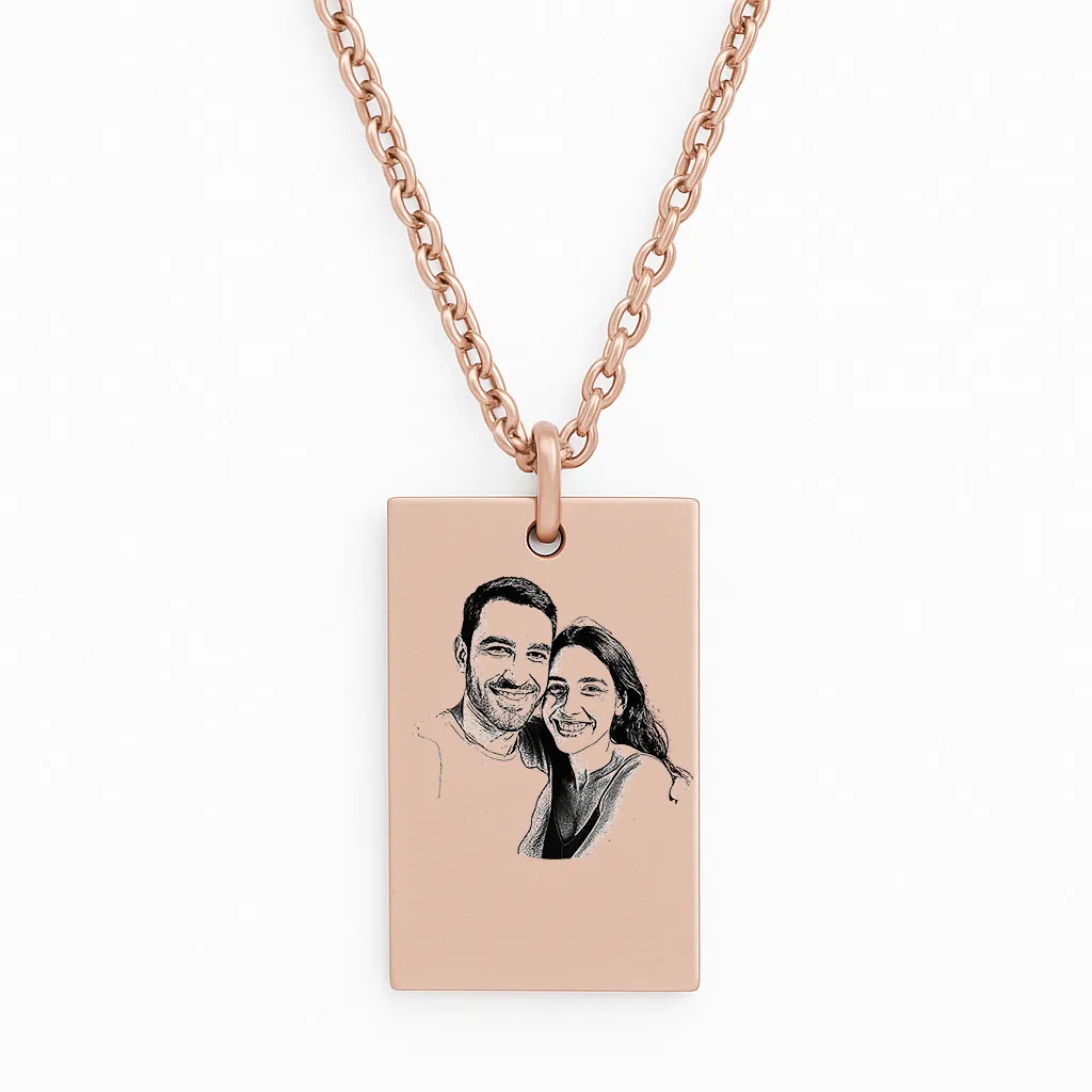 Luxury Stainless Steel Bar Necklace with Couple Engraving - الصورة 2