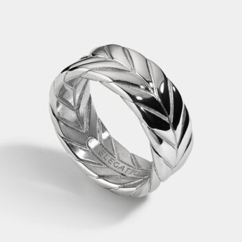 Feather Pattern Stainless Steel Ring
