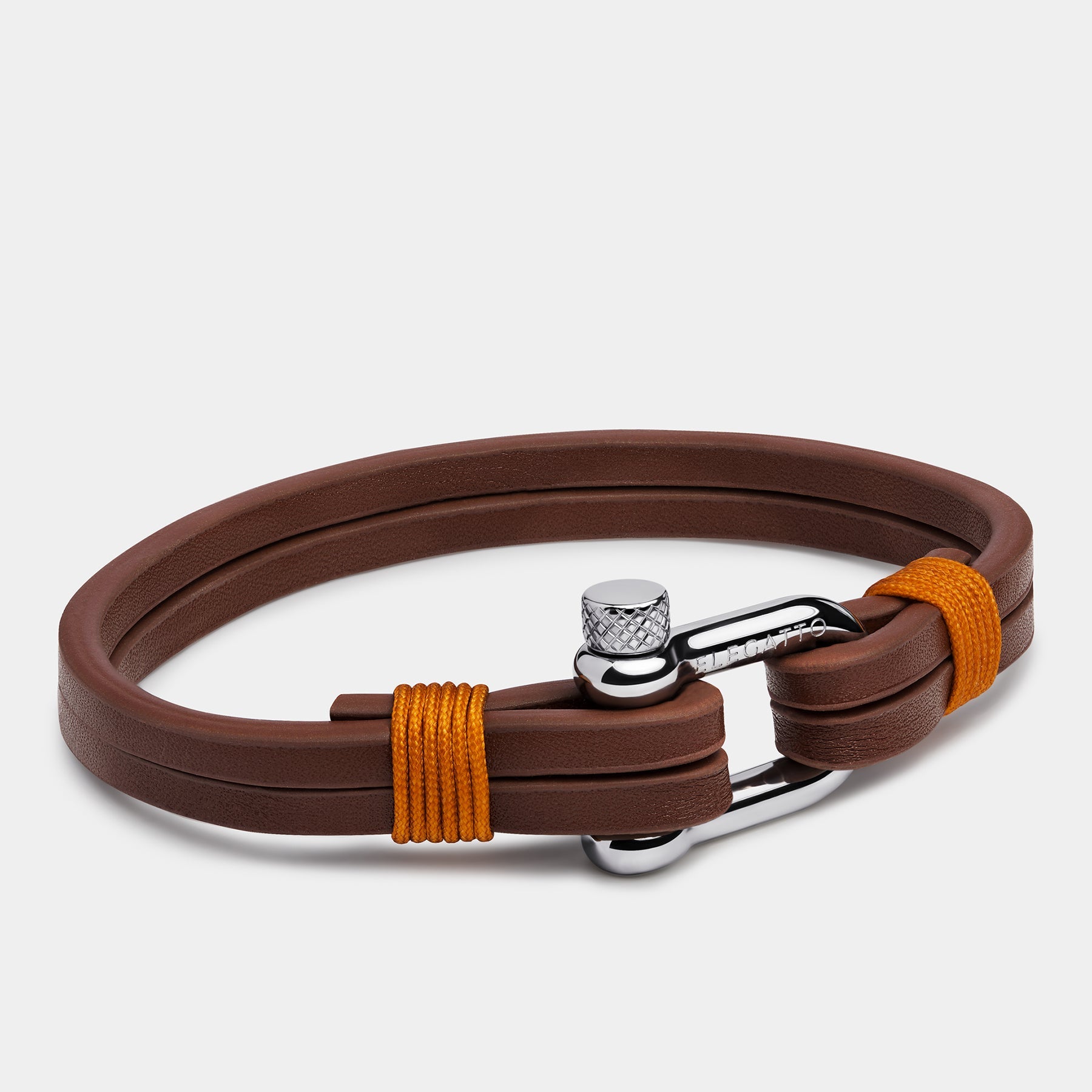 Screw Shackle Leather Bracelet — Brown - Image 2