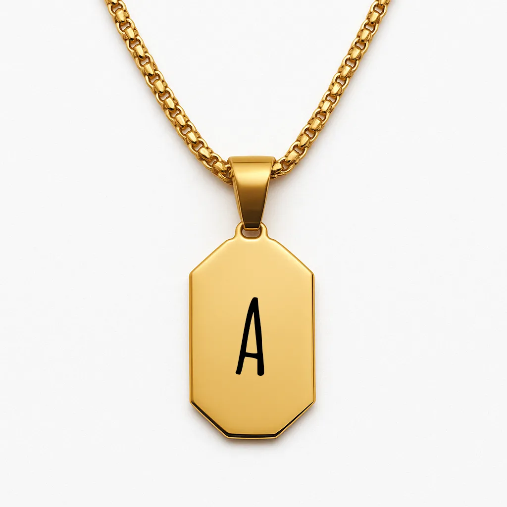 Luxury Stainless Steel Bar Necklace with Initial Engraving - Image 3