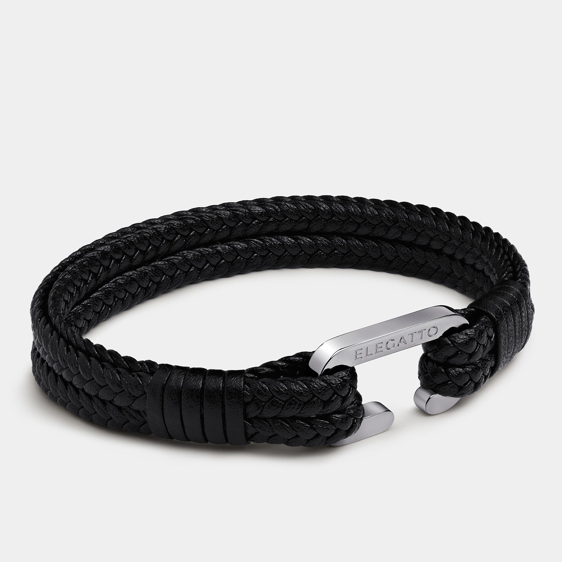 C-Clasp Double Braided Leather Bracelet - immagine 2