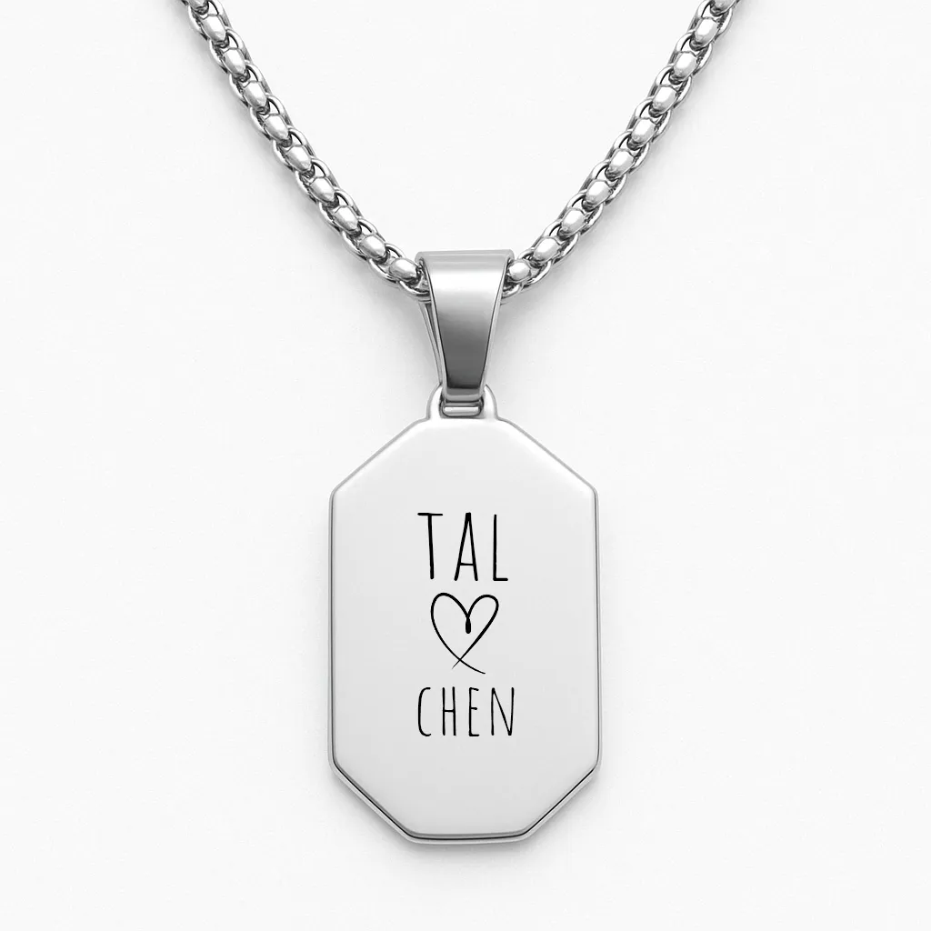 Luxury Stainless Steel Bar Necklace Engraved in Your Own Handwriting