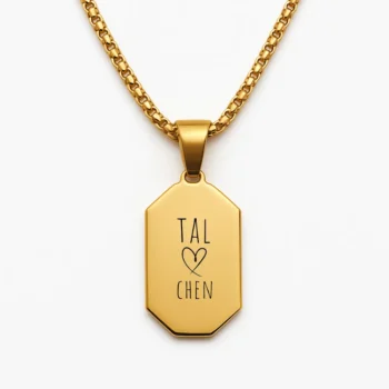 Luxury Stainless Steel Bar Necklace Engraved in Your Own Handwriting