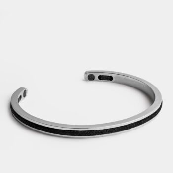 Silver-Plated Steel Cuff Bracelet — Black