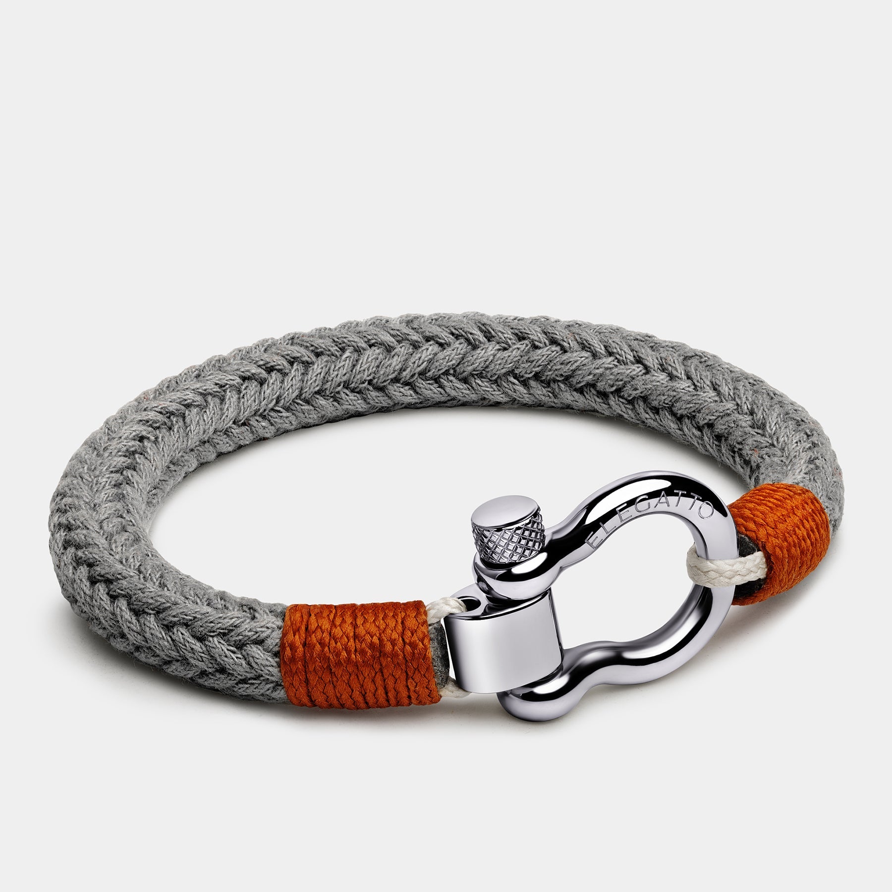 American-Made Horseshoe Shackle Nautical Rope Bracelet — Gray - Image 2