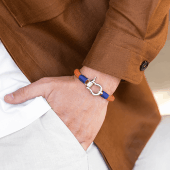 Horseshoe Shackle Nautical Rope Bracelet — Orange