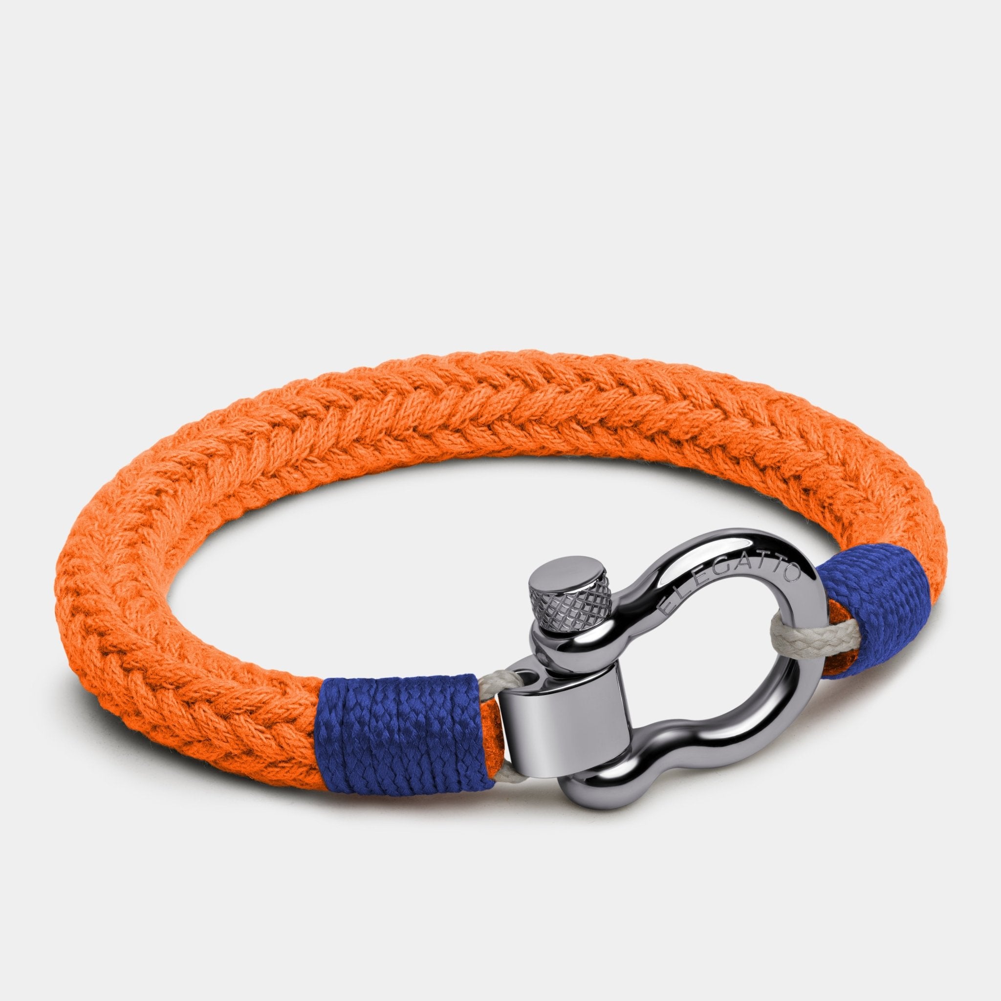 Horseshoe Shackle Nautical Rope Bracelet — Orange - imagine 2