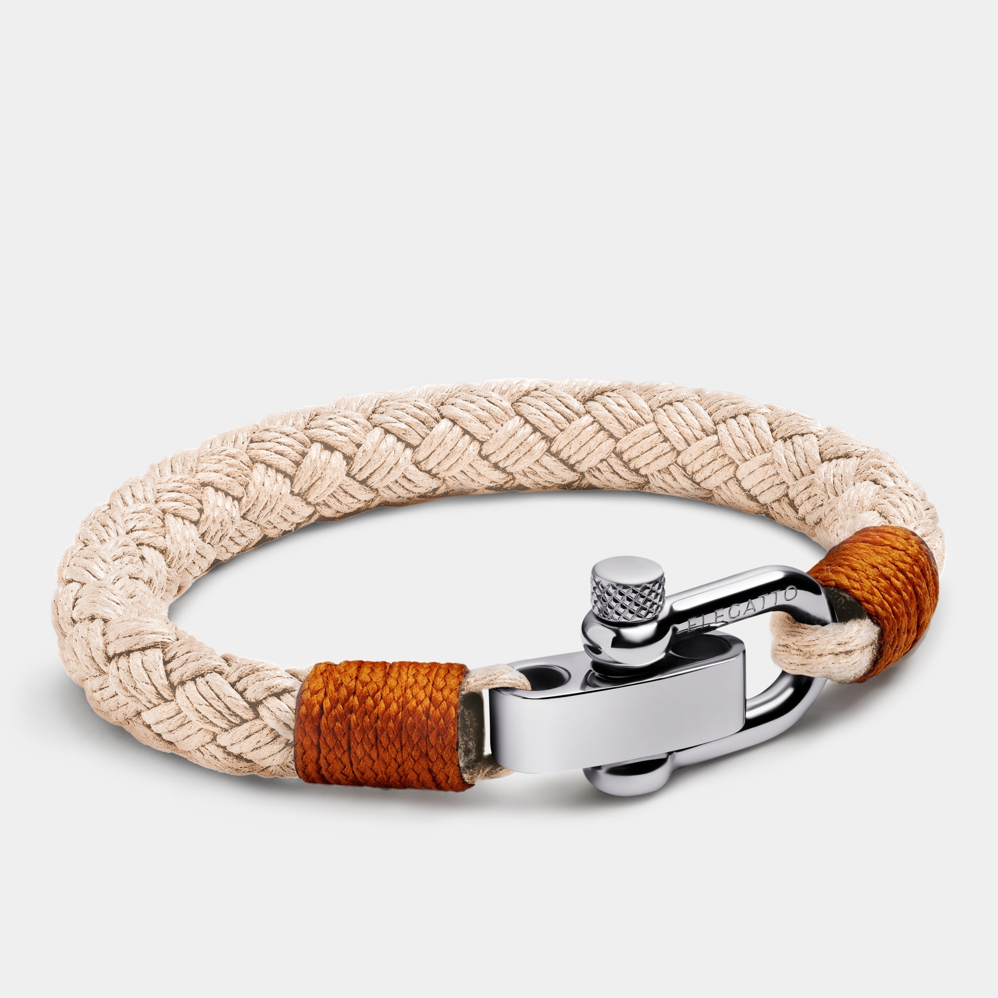 Horseshoe Shackle Nautical Rope Bracelet — Beige - Image 2