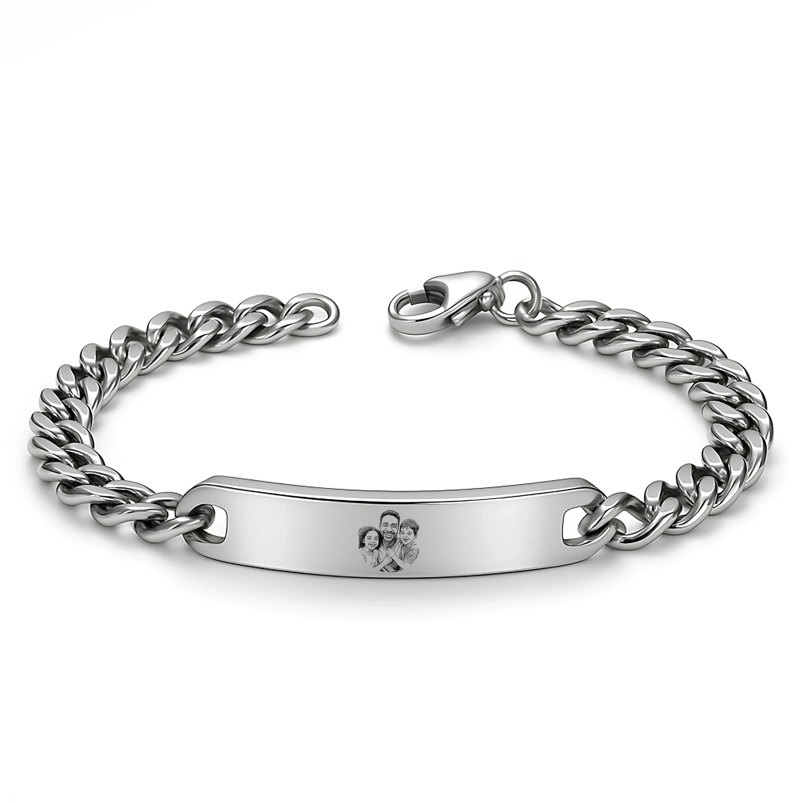 Luxury Men's Engraved Bracelet with Photo Engraving