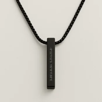 Men's Engraved Necklace with Location Coordinates