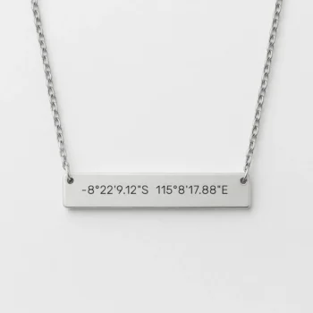 Silver Necklace with Coordinates of a Special Moment