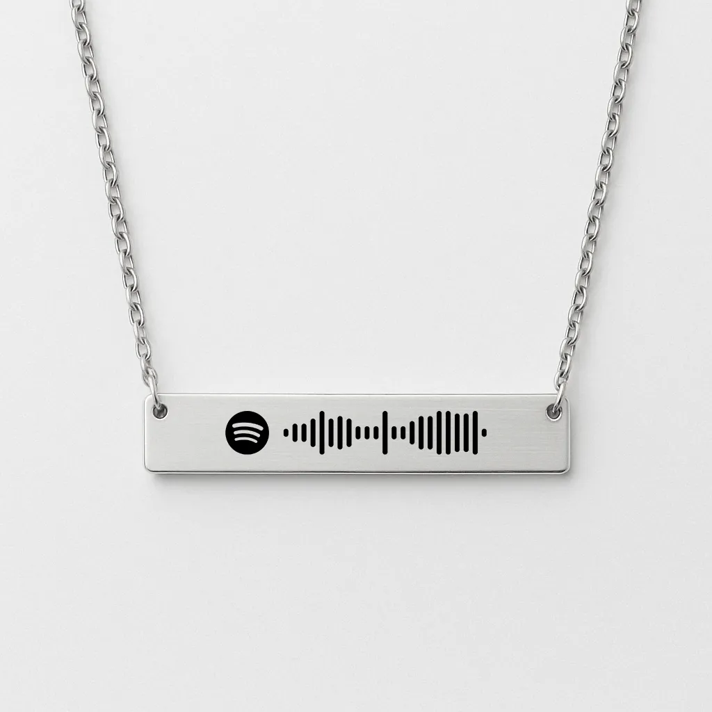 Silver Necklace with Spotify Code Engraving