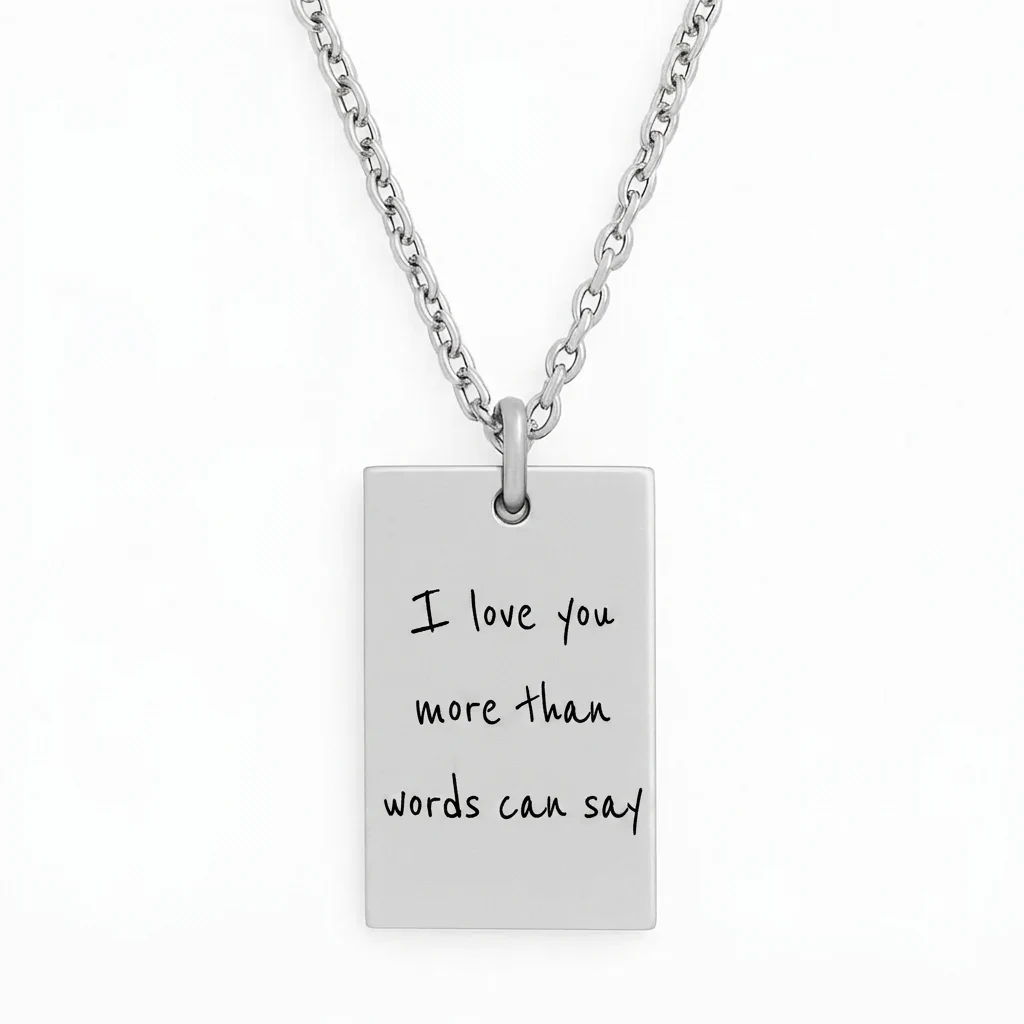 Luxury Stainless Steel Bar Necklace Engraved in Your Own Handwriting - Bild 2