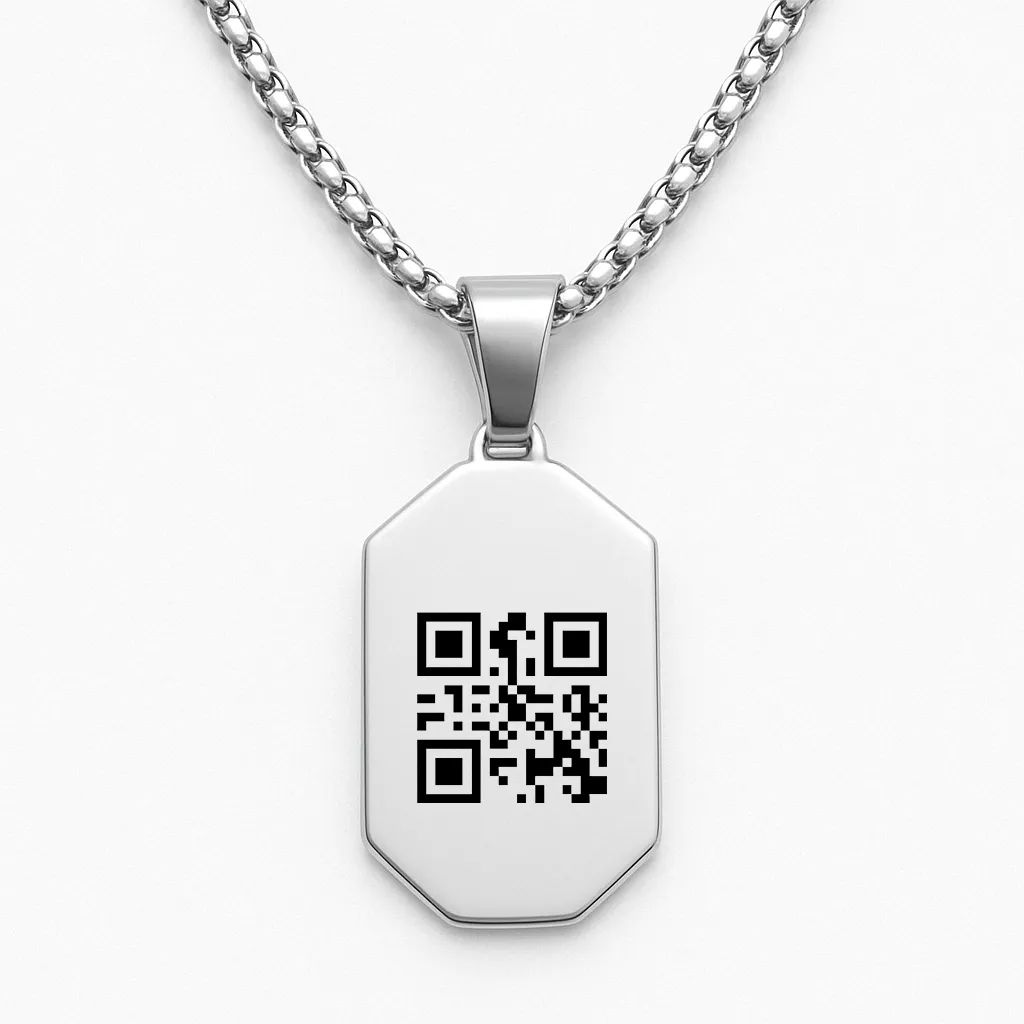 Luxury Stainless Steel Bar Necklace with Personal Barcode - Imagen 3