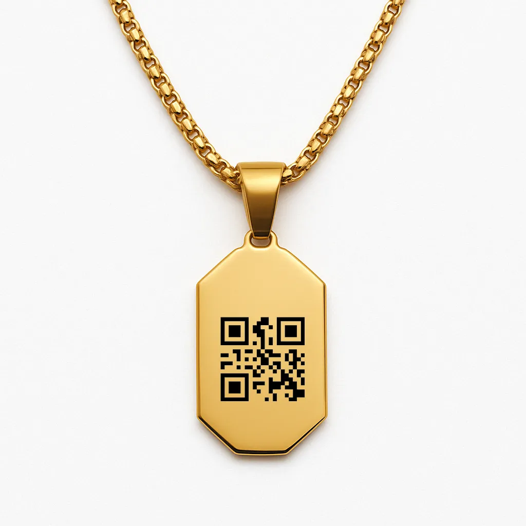 Luxury Stainless Steel Bar Necklace with Personal Barcode
