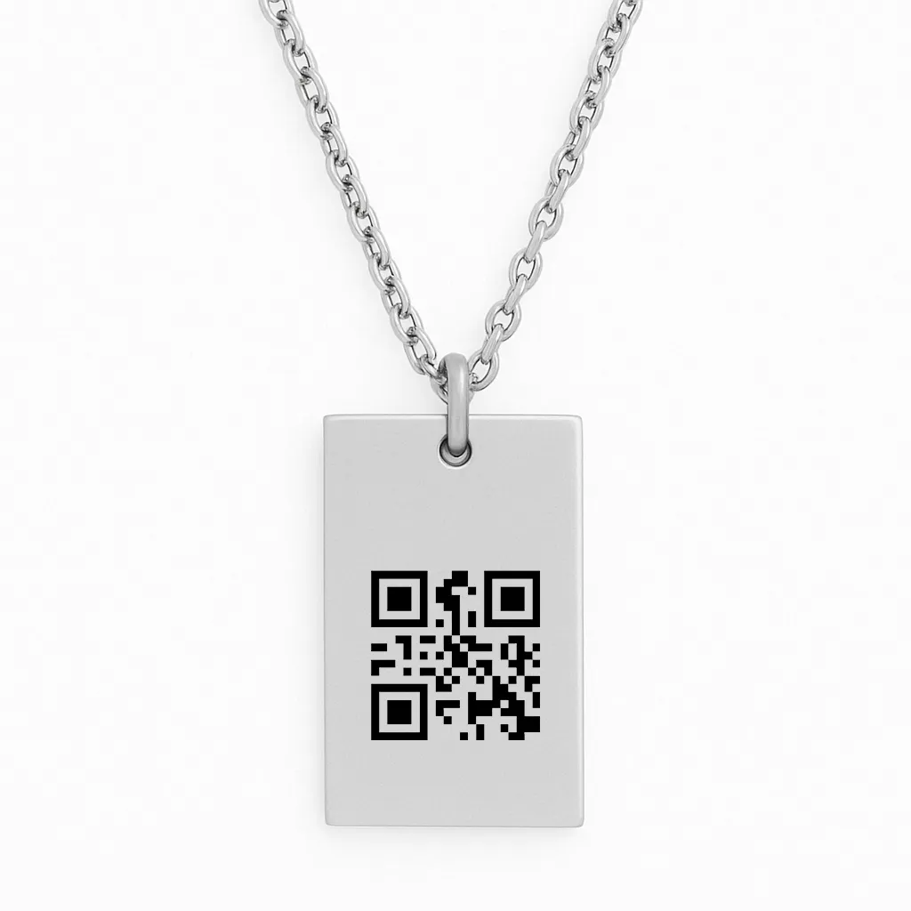 Luxury Stainless Steel Bar Necklace with Personal Barcode - الصورة 2