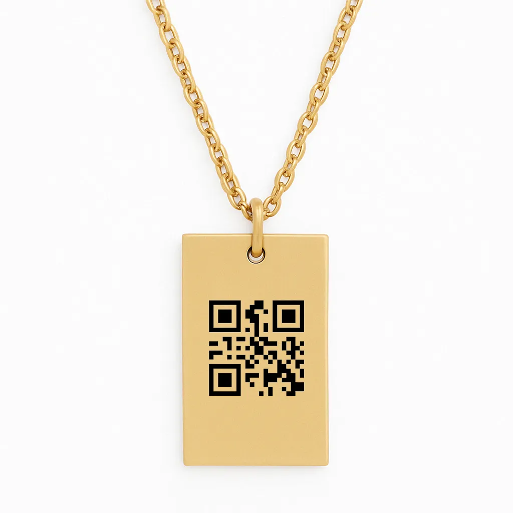 Luxury Stainless Steel Bar Necklace with Personal Barcode
