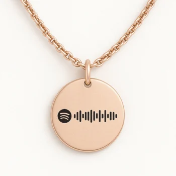 Round Pendant Necklace with Spotify Code Engraving