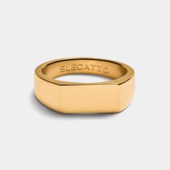 Stainless Steel Signet Ring — Gold