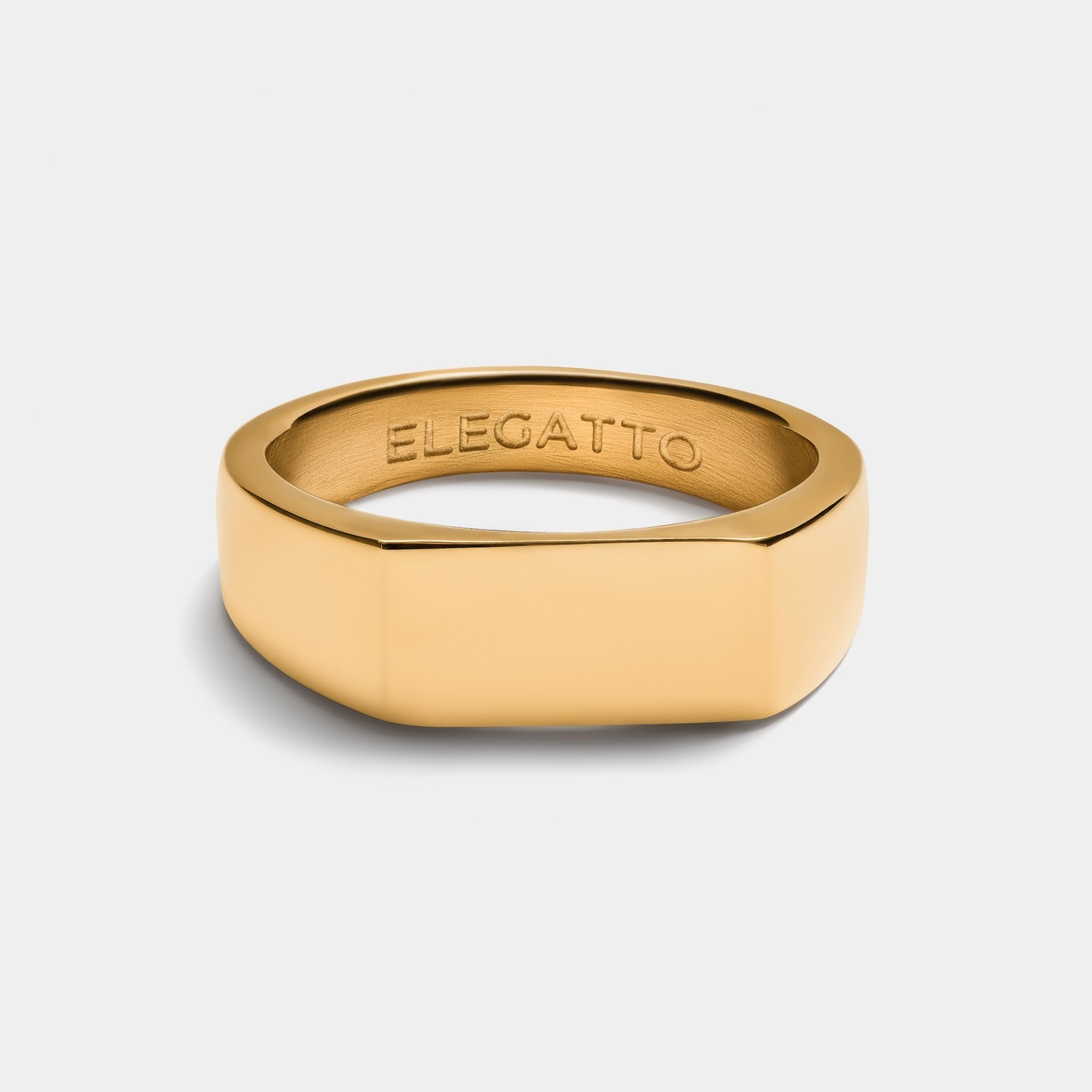 Stainless Steel Signet Ring — Gold – Image 2