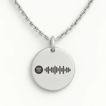 Round Pendant Necklace with Spotify Code Engraving