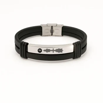 Men's Silver Bracelet with Spotify Code Engraving