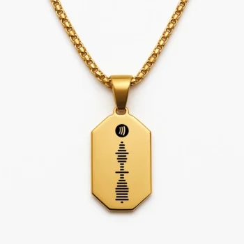 Luxury Stainless Steel Bar Necklace with Spotify Code