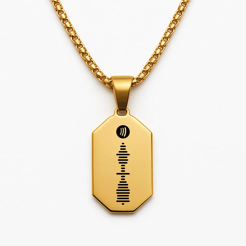 Luxury Stainless Steel Bar Necklace with Spotify Code
