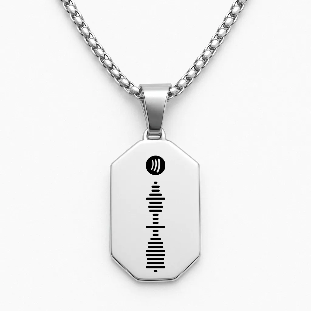 Luxury Stainless Steel Bar Necklace with Spotify Code - imagine 2