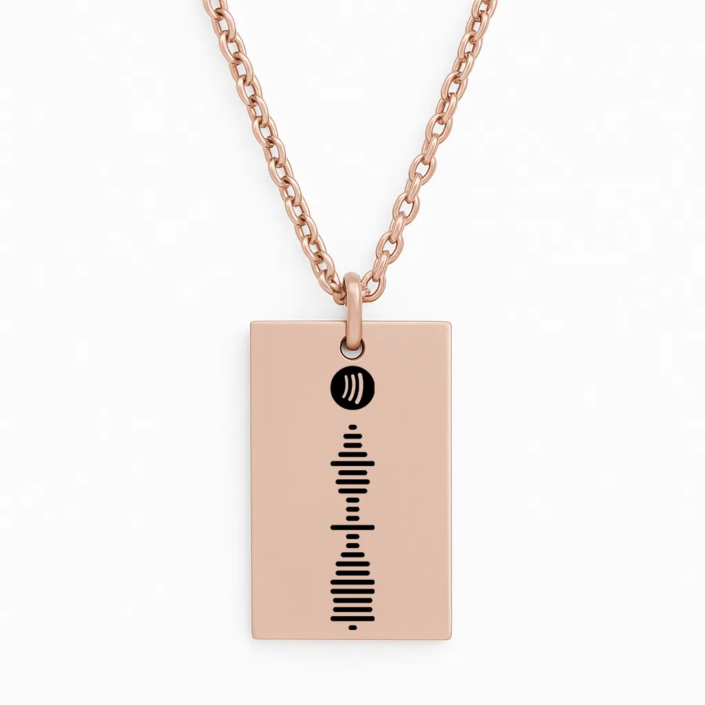 Luxury Stainless Steel Bar Necklace with Spotify Code - Image 3
