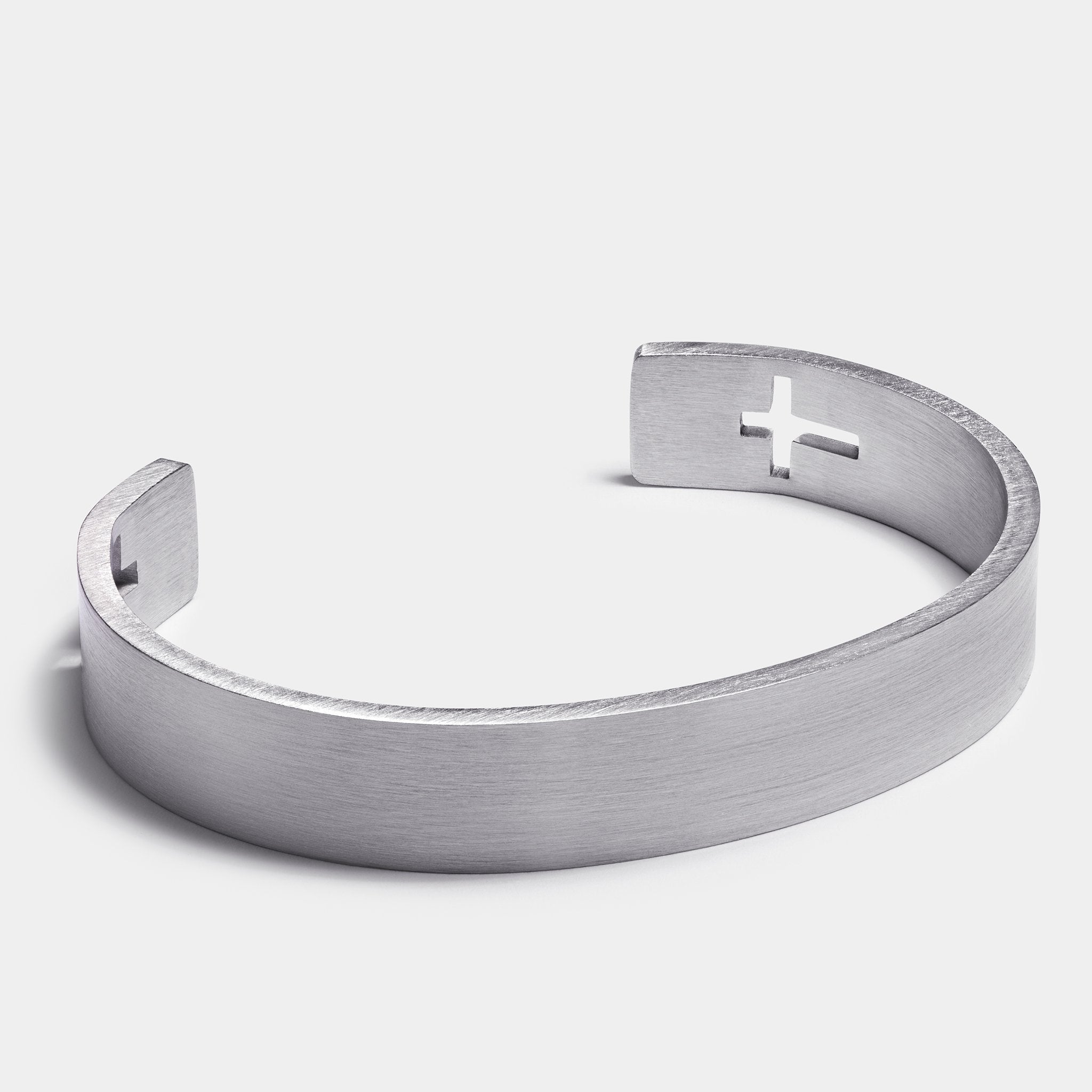 Brushed Steel Cuff Bracelet — Silver – Image 3