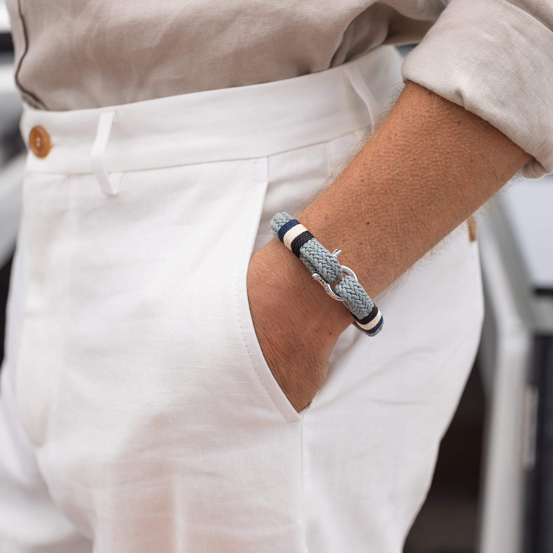 Cotton Rope Nautical Rope Bracelet — Gray - Image 4