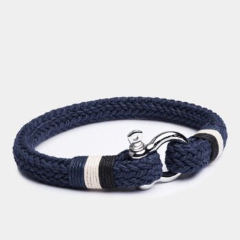 Horseshoe Shackle Nautical Rope Bracelet — Navy