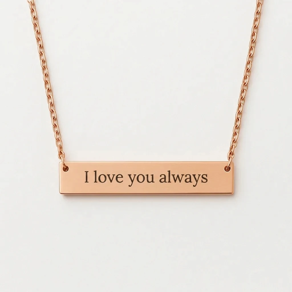 Silver Necklace with Personal Message Engraving - الصورة 2