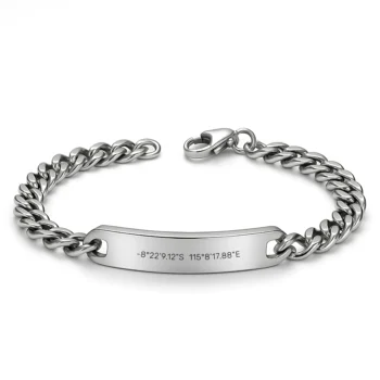 Luxury Men's Engraved Bracelet with Location Coordinates