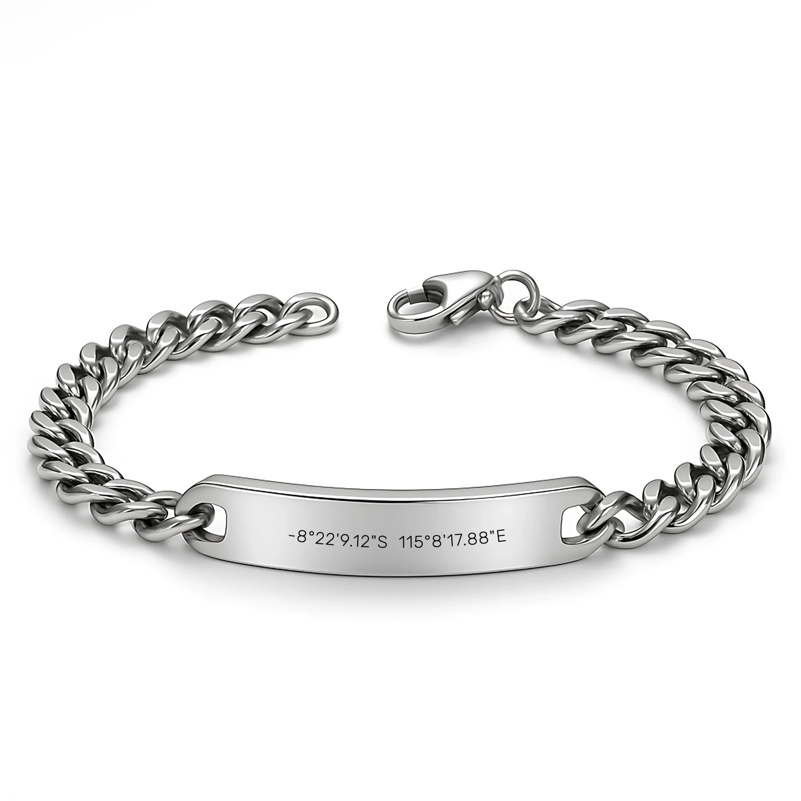 Luxury Men's Engraved Bracelet with Location Coordinates