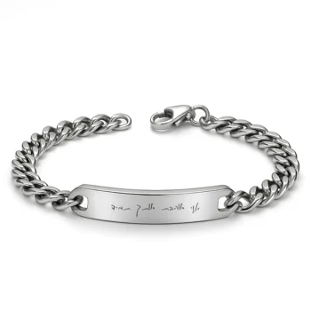 Luxury Men's Engraved Bracelet with Dedication Engraved in Your Own Handwriting