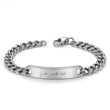 Men's Engraved Bracelet — Gift from Mom to Son with Dedication Engraved in Your Own Handwriting